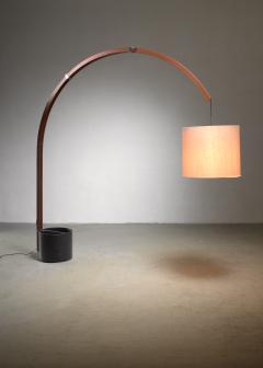 Teak and metal extendable arched floor lamp - 1471912