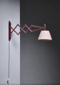 Teak scissor arm wall lamp - 1392731