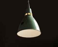 Teal Enameled Aluminum Industrial Pendant Light by Thorlux England c 1950 - 4755438