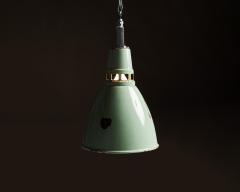 Teal Enameled Aluminum Industrial Pendant Light by Thorlux England c 1950 - 4755440
