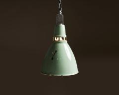 Teal Enameled Aluminum Industrial Pendant Light by Thorlux England c 1950 - 4755443