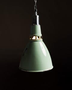 Teal Enameled Aluminum Industrial Pendant Light by Thorlux England c 1950 - 4755445