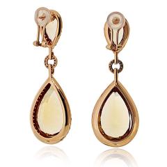 Tear Drop 18K Yellow Gold Citrine and Fancy Diamond Drop Earrings - 4359098