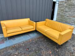 Ted Boerner Fabulous Ted Boerner Pair Yellow Leather DWR Chrome Theatre Loveseat - 4429233