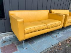 Ted Boerner Fabulous Ted Boerner Pair Yellow Leather DWR Chrome Theatre Loveseat - 4429312