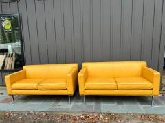 Ted Boerner Fabulous Ted Boerner Pair Yellow Leather DWR Chrome Theatre Loveseat - 4429315