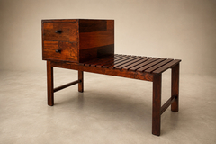 Telephone Bench with Integrated Two Drawer Cabinet and Shearling Cushion - 4707620