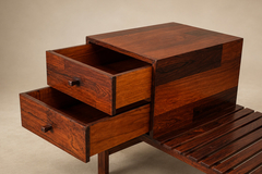 Telephone Bench with Integrated Two Drawer Cabinet and Shearling Cushion - 4707621