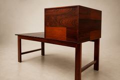 Telephone Bench with Integrated Two Drawer Cabinet and Shearling Cushion - 4707628