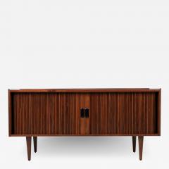 Tempo of California Mid Century Walnut Tambour Door Credenza by Merton L Gershun - 2890817