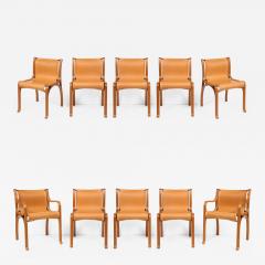 Ten Saddle Stitched Leather Bent Wood Dining Chairs - 1118772