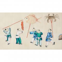 Ten framed 19th century Chinese pith paintings of courtly entertainment - 4136383