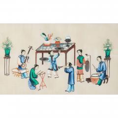 Ten framed 19th century Chinese pith paintings of courtly entertainment - 4136396