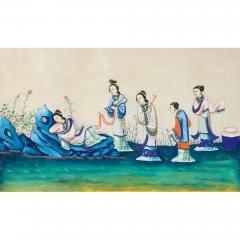 Ten framed 19th century Chinese pith paintings of courtly entertainment - 4136397