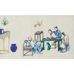 Ten framed 19th century Chinese pith paintings of courtly entertainment - 4136429