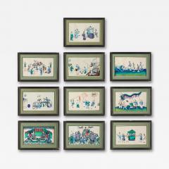 Ten framed 19th century Chinese pith paintings of courtly entertainment - 4136819