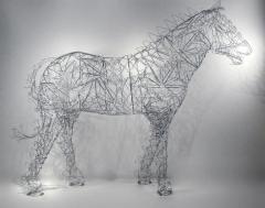 Terence Gower Massive Horse Sculpture Crafted From 1000 Chrome Coat Hangers for Barneys NY - 1191004