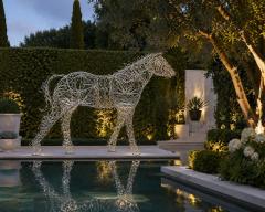 Terence Gower Massive Horse Sculpture Crafted From 1000 Chrome Coat Hangers for Barneys NY - 4722394