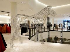Terence Gower Massive Horse Sculpture Crafted From 1000 Chrome Coat Hangers for Barneys NY - 4722395