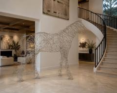 Terence Gower Massive Horse Sculpture Crafted From 1000 Chrome Coat Hangers for Barneys NY - 4722396