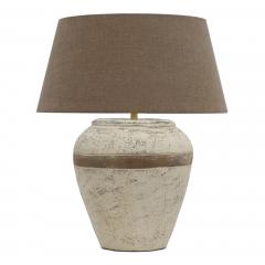 Terra Cotta Table Lamp with Brown Stripe - 4243159