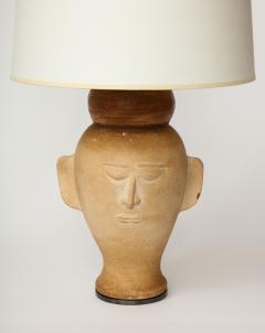 Terracotta Bust Table Lamp with Darkened Metal Base 20th C  - 3589593