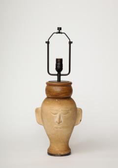Terracotta Bust Table Lamp with Darkened Metal Base 20th C  - 3589600