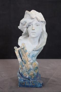 Terracotta Sculpture Bust of Woman Signed - 3939151