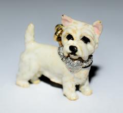 Terrier Dog Bone Gold Enamel Brooch - 2107289