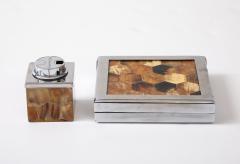 Tessellated Horn Cigarette Holder And Lighter By The Rudolph Collection - 3994502