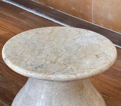 Tessellated Travertine Stone Drink Side Table French 1970 - 3615391