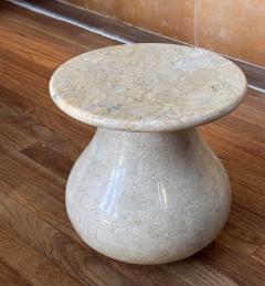 Tessellated Travertine Stone Drink Side Table French 1970 - 3615392
