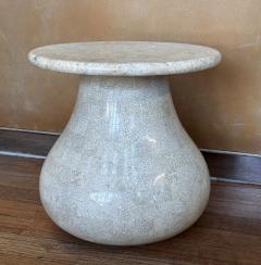 Tessellated Travertine Stone Drink Side Table French 1970 - 3615393