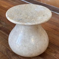 Tessellated Travertine Stone Drink Side Table French 1970 - 3615394