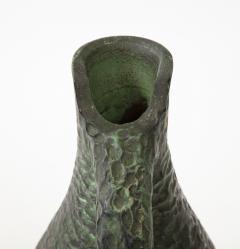 Textured Green Glazed Terracotta Vase Pitcher Spain 20th C  - 3051703