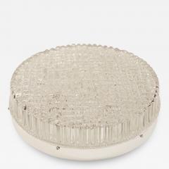 Textured Grid Pattern Industrial Glass Flush Mount - 140061