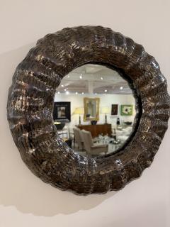Textured raft shaped mirror black chrome metallic glaze Made By Aram C  - 4406971