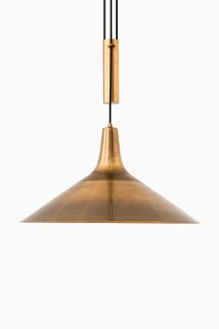 Th Valentiner Scandinavian Modern Ceiling Lamp in Brass by Thomas Valentiner 1960s - 4738545