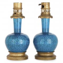 Th odore Deck Pair of gilt bronze mounted faience lamps by Deck - 1274388