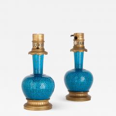 Th odore Deck Pair of gilt bronze mounted faience lamps by Deck - 1275884