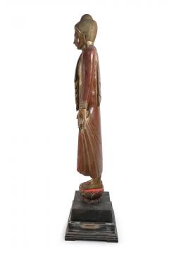 Thai Gold and Red Wooden Bodhisattva Statues - 4520041