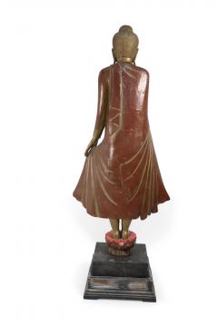 Thai Gold and Red Wooden Bodhisattva Statues - 4520043