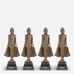 Thai Gold and Red Wooden Bodhisattva Statues - 4522905