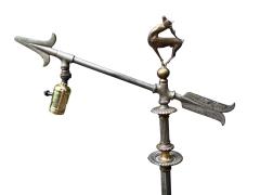 The Crest Company Crest Lighting Co ART DECO BRONZE BLACK MARBLE FLOOR LAMP WITH BRONZE DEER FINIAL BY CREST - 4697134