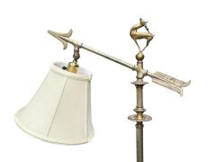 The Crest Company Crest Lighting Co ART DECO BRONZE BLACK MARBLE FLOOR LAMP WITH BRONZE DEER FINIAL BY CREST - 4697136