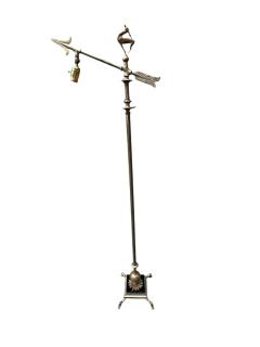 The Crest Company Crest Lighting Co ART DECO BRONZE BLACK MARBLE FLOOR LAMP WITH BRONZE DEER FINIAL BY CREST - 4697138