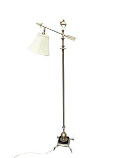 The Crest Company Crest Lighting Co ART DECO BRONZE BLACK MARBLE FLOOR LAMP WITH BRONZE DEER FINIAL BY CREST - 4698106