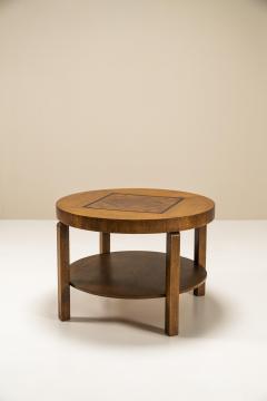 The Hague School Round Coffee In Oak Walnut And Ebony Netherlands 1930s - 3148341