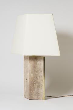 The Marine Travertine and Brass Table Lamp by Dorian Caffot de Fawes - 1481689