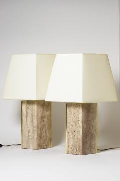 The Marine Travertine and Brass Table Lamp by Dorian Caffot de Fawes - 1481692